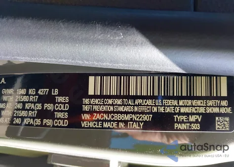 2021 Jeep Renegade Latitude Fwd из США, поврежденный, VIN ZACNJCBB6MPN22907